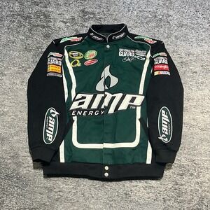 Vintage AMP Energy Dale Earnhardt JR NASCAR‎ Jacket Mens XL Racing Green Black